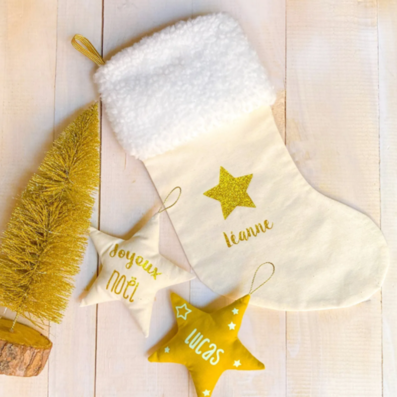 Calcetín de Navidad personalizado - Amarillo