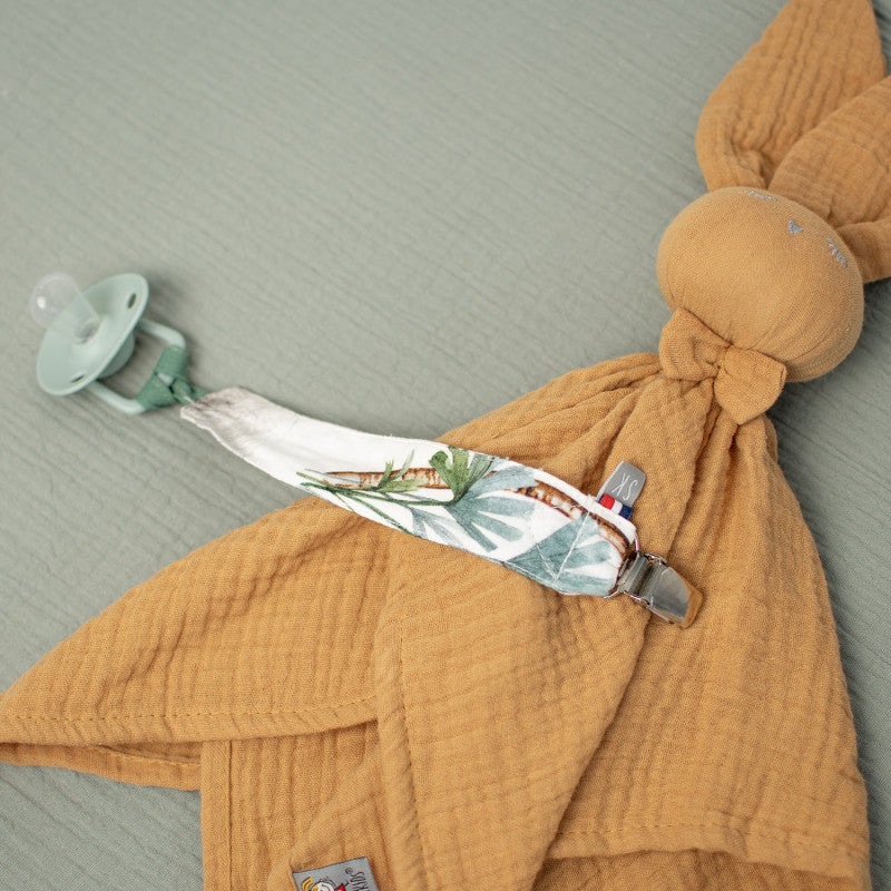 Attache tétine personnalisable en coton, Safari