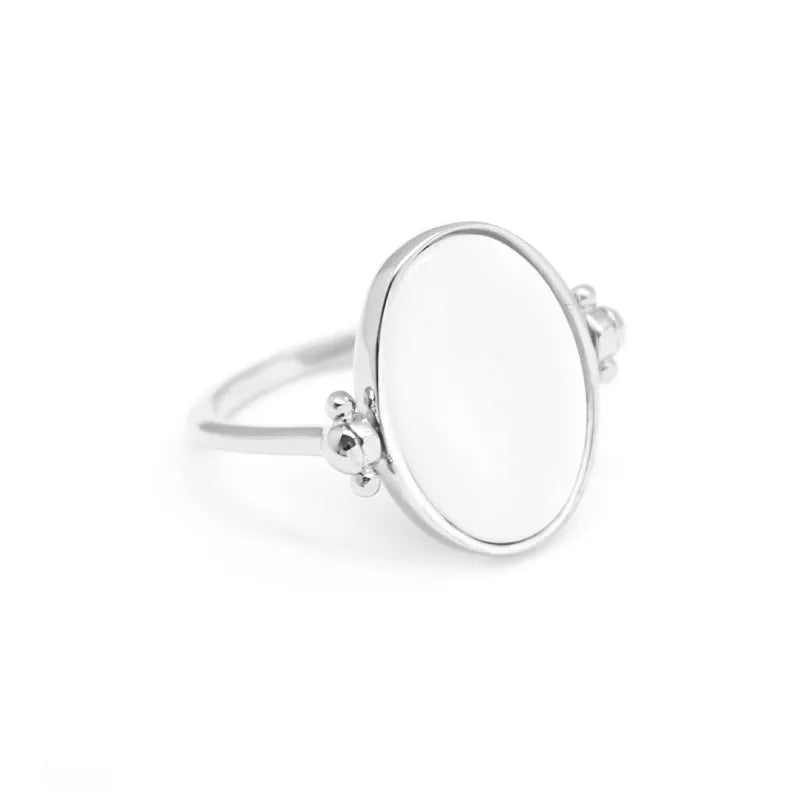 Bague Personnalisée Nacre Ovale - Argent