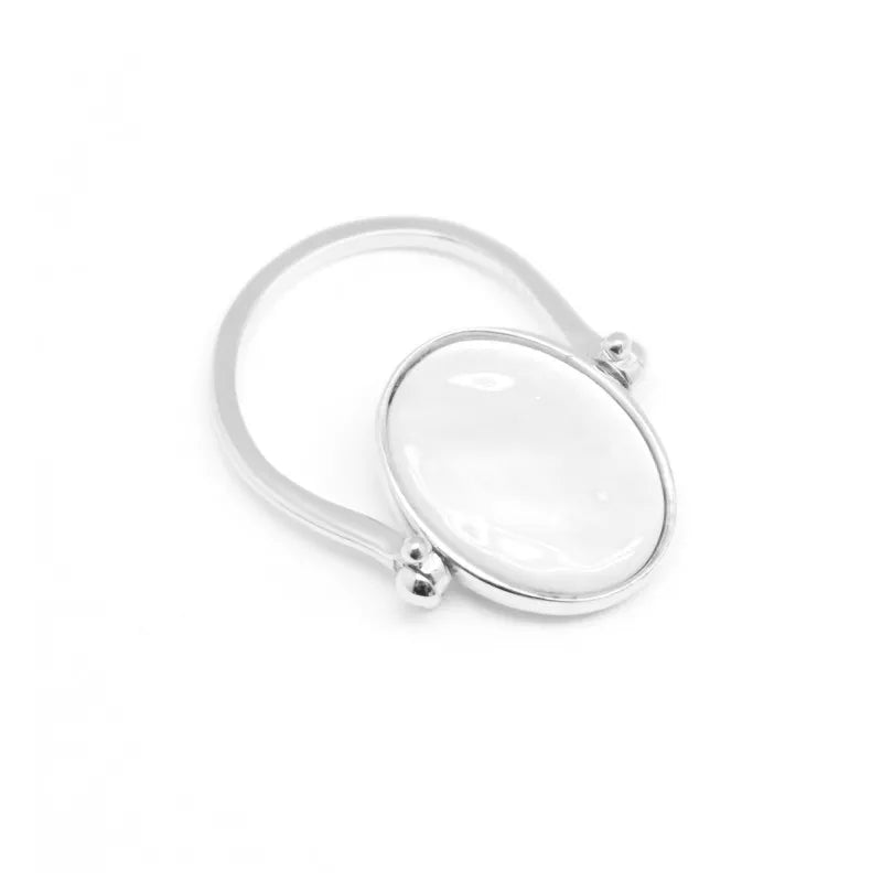Bague Personnalisée Nacre Ovale - Argent