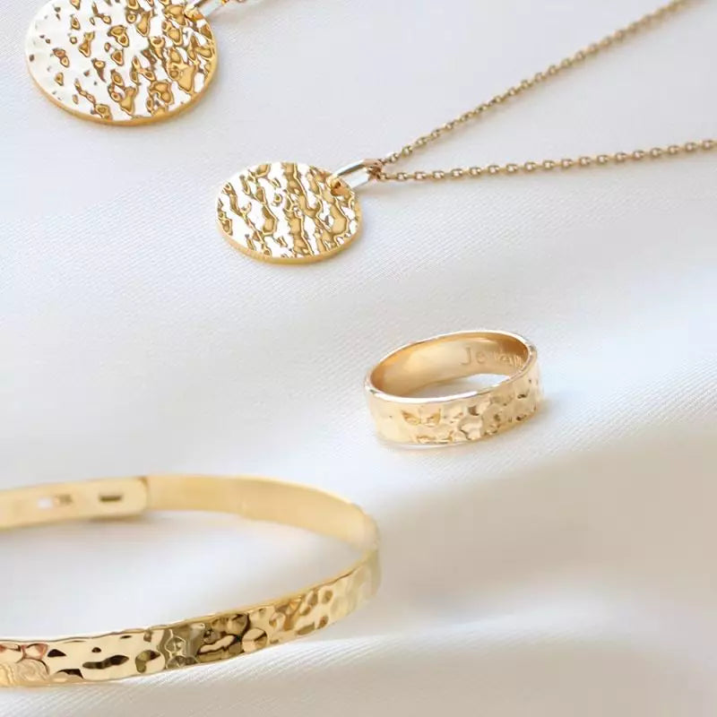 Bague personnalisée - Martelée - Plaqué Or