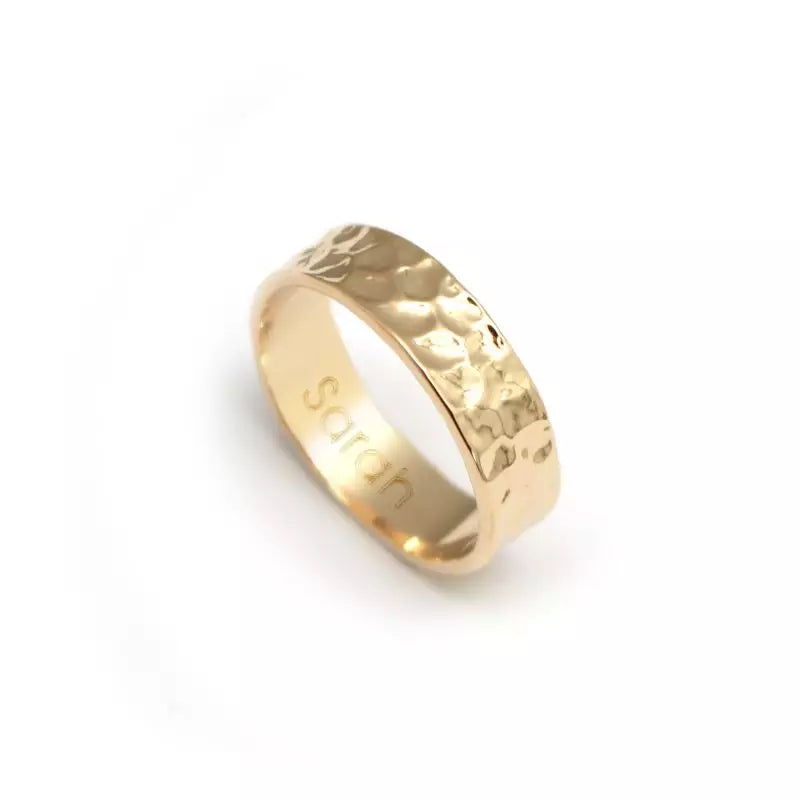 Bague personnalisée - Martelée - Plaqué Or