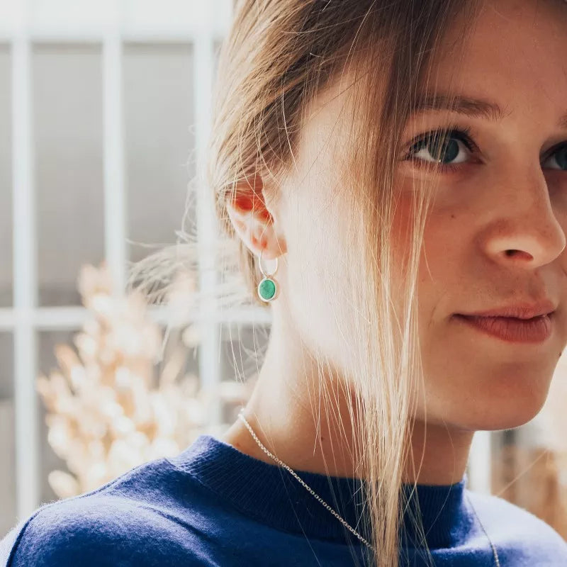 Boucles d'oreilles personnalisées - créoles pierre fine - Argent