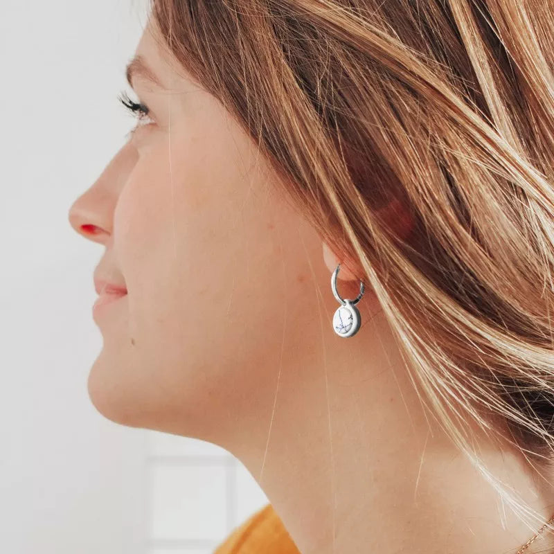 Boucles d'oreilles personnalisées - créoles pierre fine - Argent