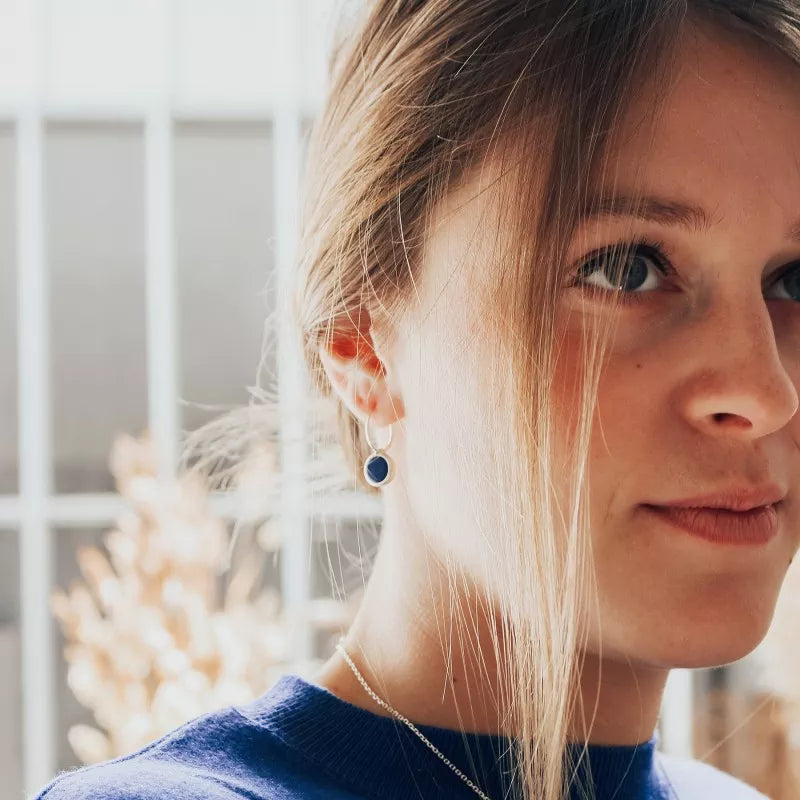 Boucles d'oreilles personnalisées - créoles pierre fine - Argent