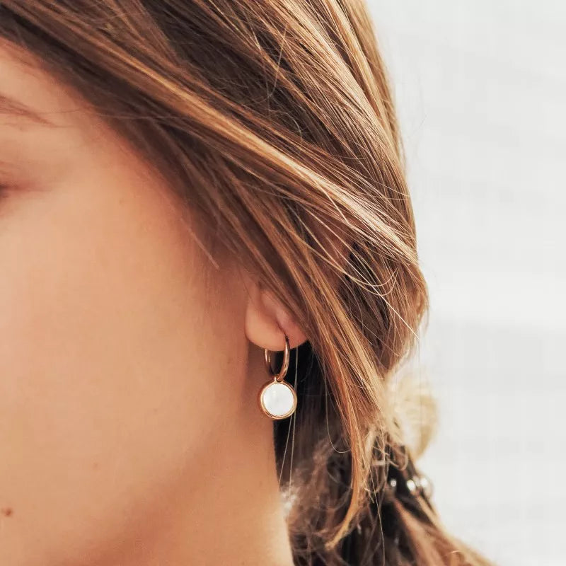 Boucles d'oreilles personnalisées - créoles pierre fine - Plaqué or