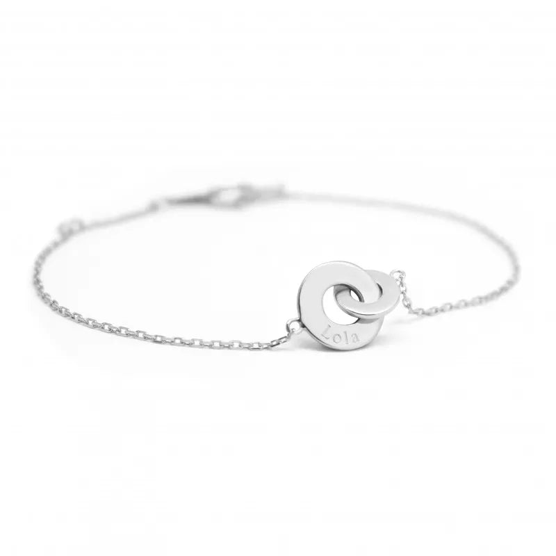Pulsera de cadena personalizada - anillos entrelazados - Plata