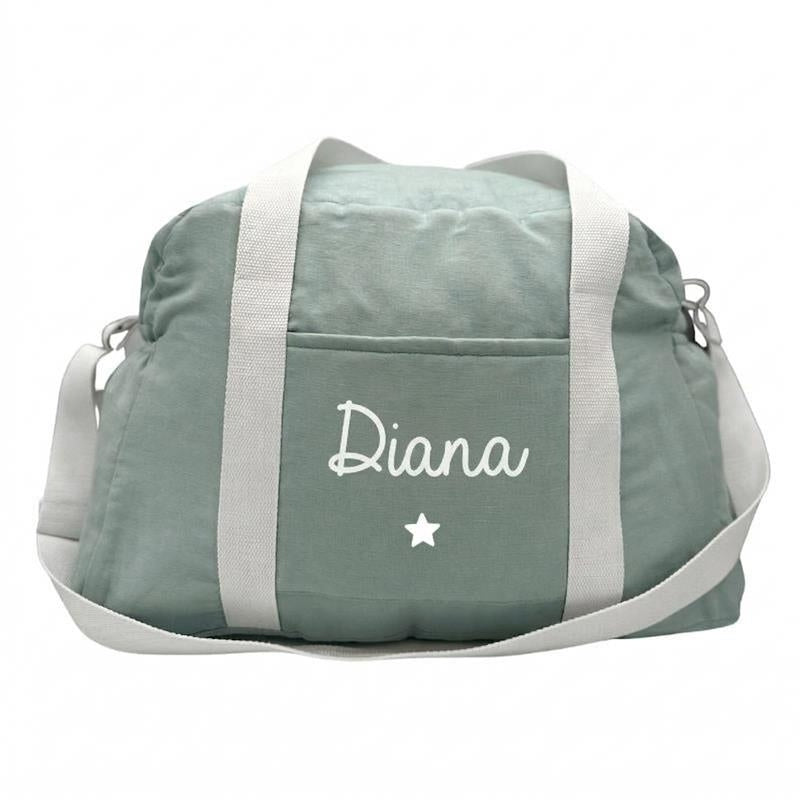 Personalized Linen Diaper Bag