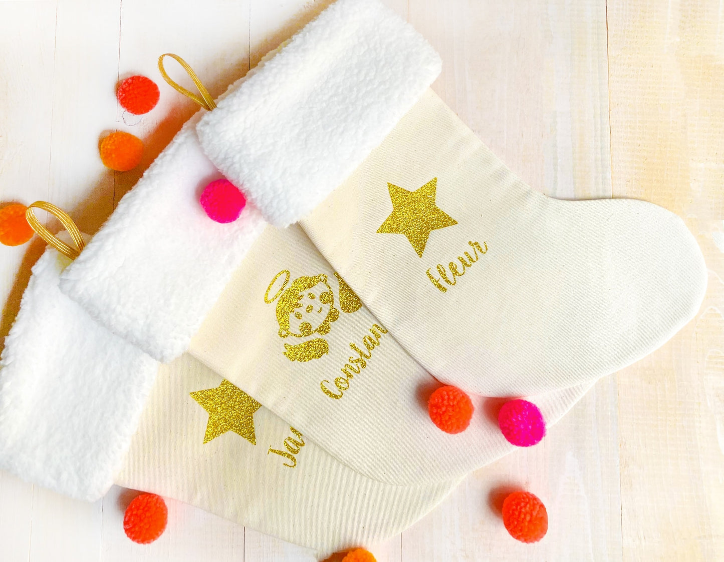 Calcetín de Navidad personalizado - Amarillo