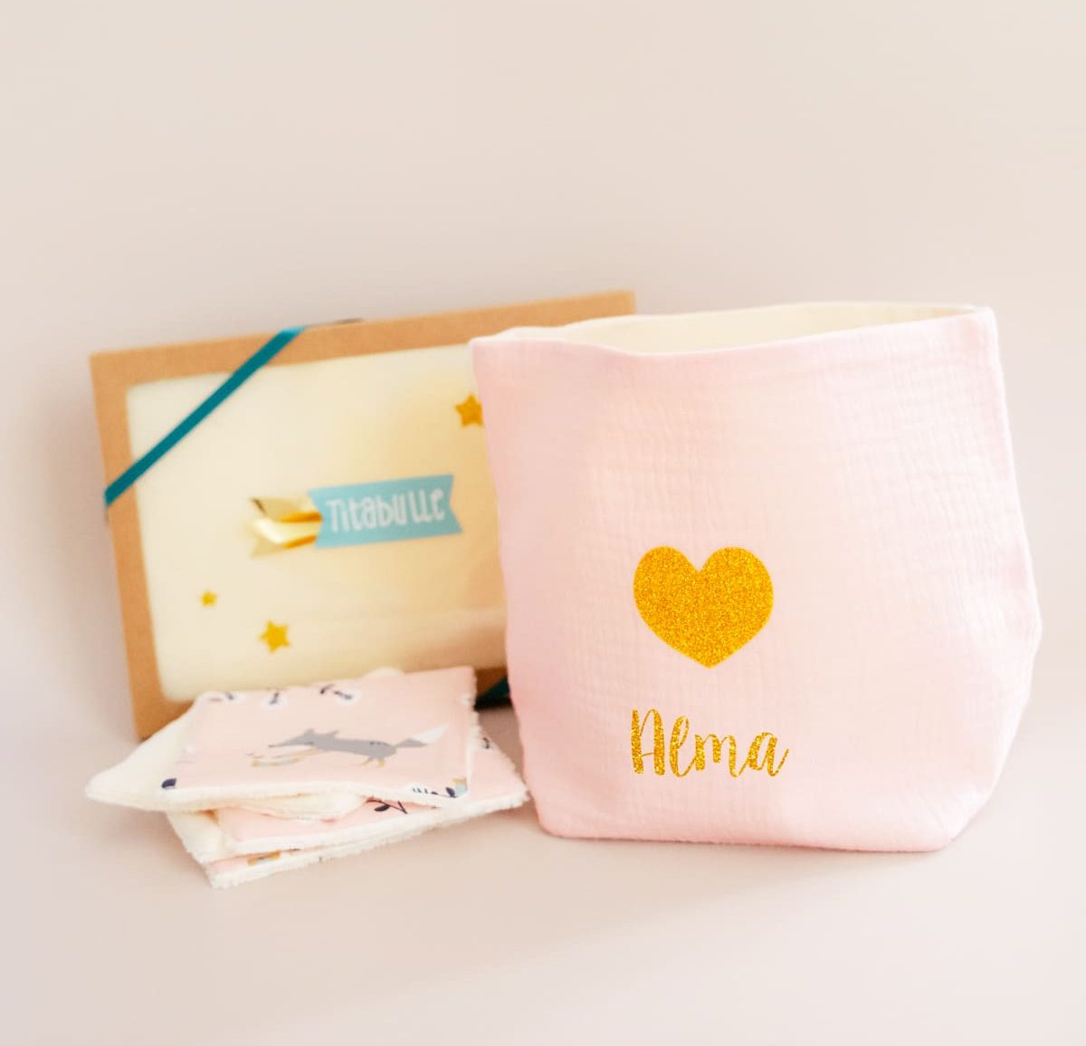 Panière personnalisée + Lingettes réutilisables