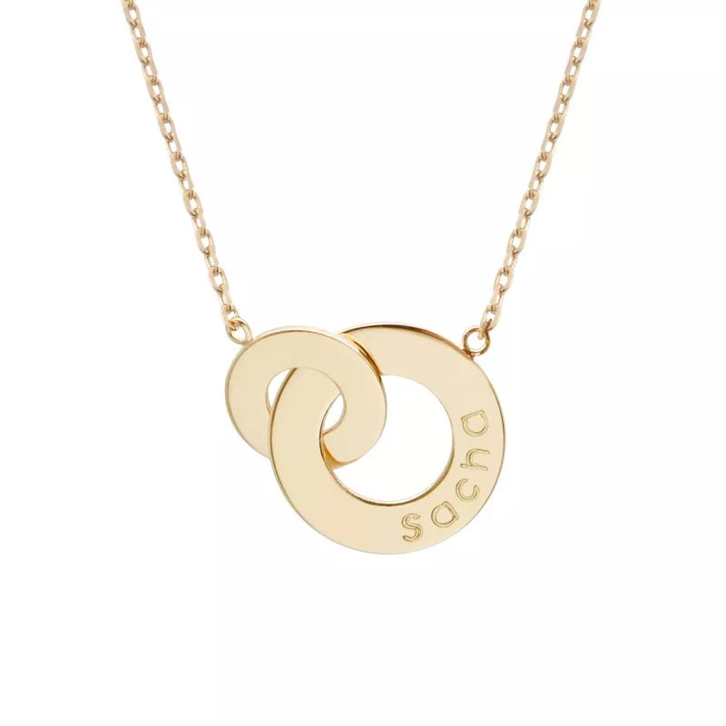 Collier personnalisé - anneaux enlacés - Plaqué Or