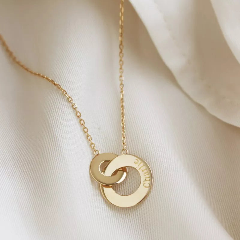 Collier personnalisé - anneaux enlacés - Plaqué Or