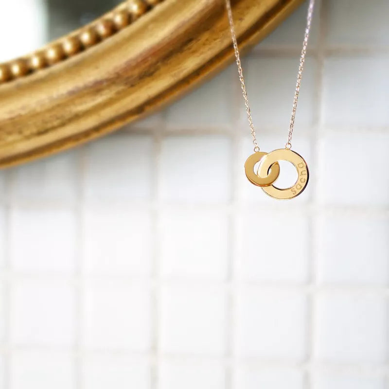 Collier personnalisé - anneaux enlacés - Plaqué Or