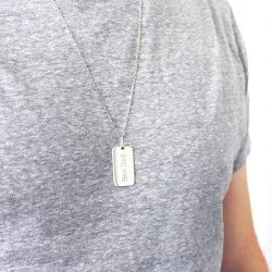 Collier homme personnalisé - plaque l'explorateur - Argent