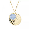Collier personnalisé médaille martelée - pierre fine - chaine perlée - Plaqué or