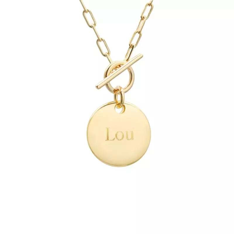 Collier personnalisé chaine fermoir - médaille - Plaqué or