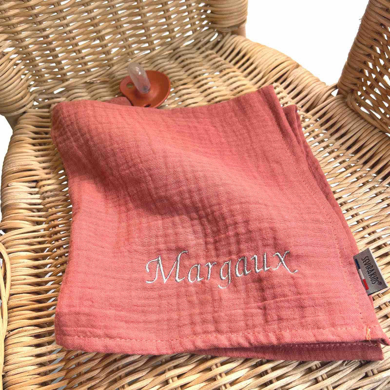 Doudou lange attache tétine en gaze de coton, Jeanne