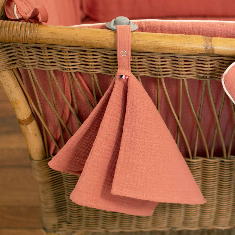 Jeanne cotton gauze muslin blanket with pacifier clip