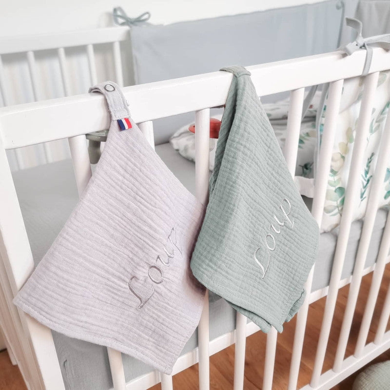 Doudou lange attache tétine en gaze de coton, Jeanne