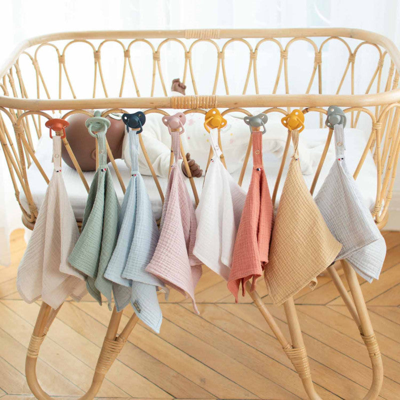 Doudou lange attache tétine en gaze de coton, Jeanne