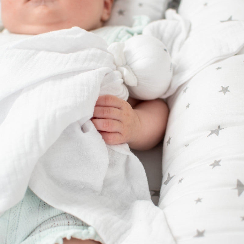 Doudou Conejo personalizable en gasa de algodón, Jeanne