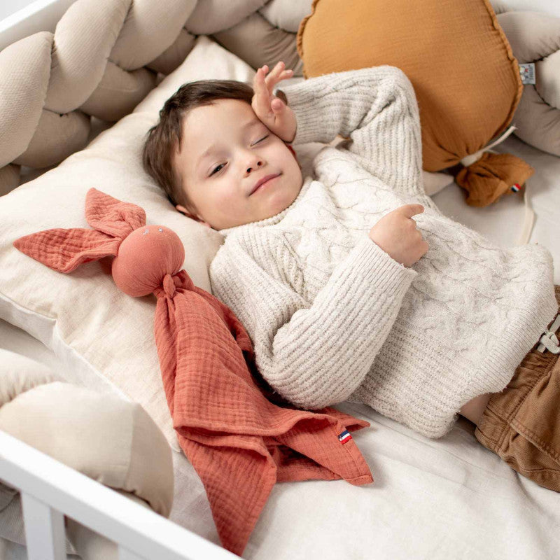 Doudou Conejo personalizable en gasa de algodón, Jeanne