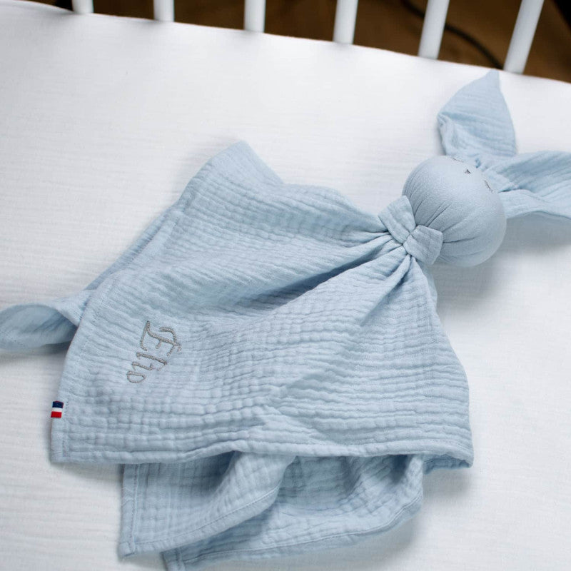 Doudou Conejo personalizable en gasa de algodón, Jeanne