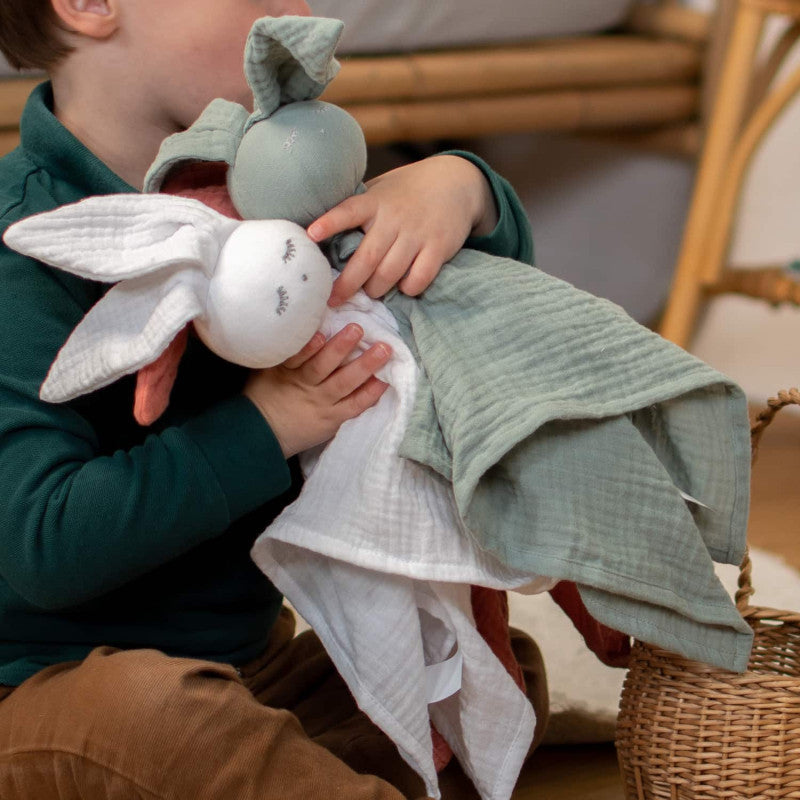 Doudou Lapin personnalisable en gaze de coton, Jeanne