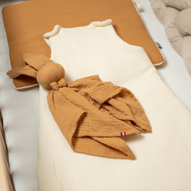 Doudou Conejo personalizable en gasa de algodón, Jeanne