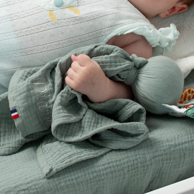 Doudou lapin personnalisable en gaze de coton, Safari