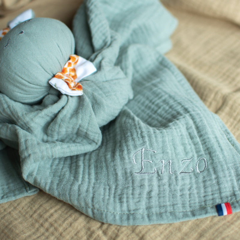 Doudou lapin personnalisable en gaze de coton, Safari