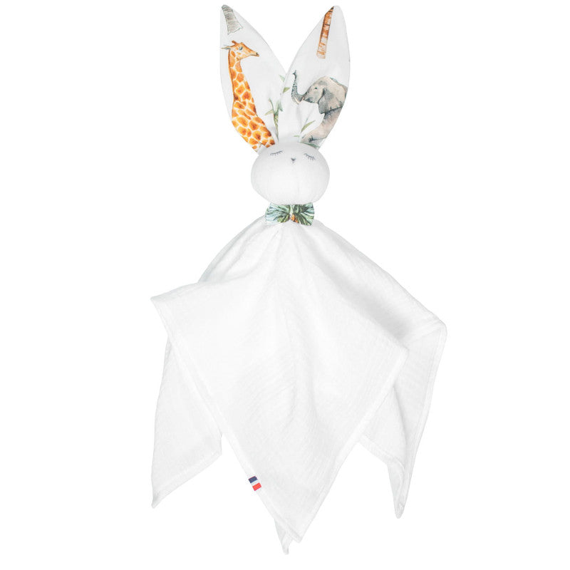 Doudou lapin personnalisable en gaze de coton, Safari