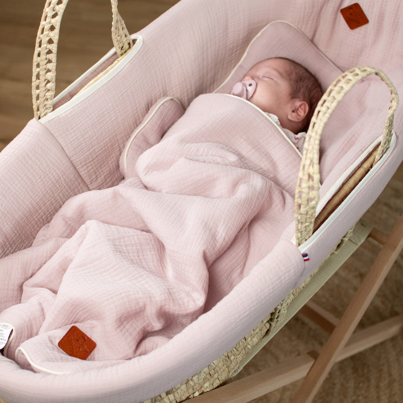 Set berceau, couverture et coussin en gaze de coton, Jeanne