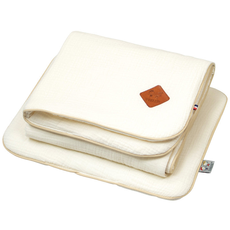 Set berceau, couverture et coussin en gaze de coton, Jeanne