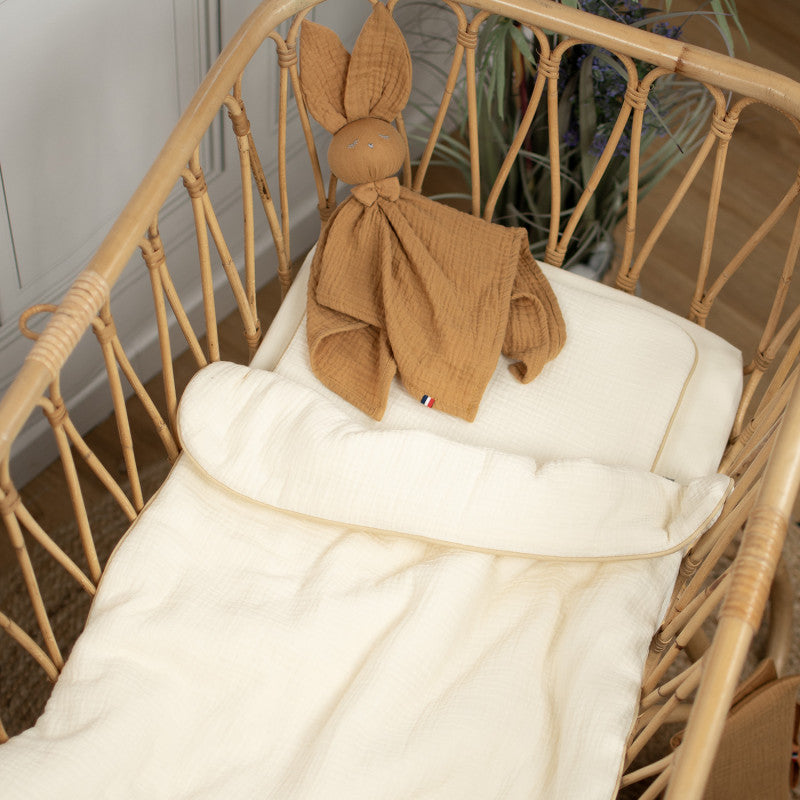 Set berceau, couverture et coussin en gaze de coton, Jeanne