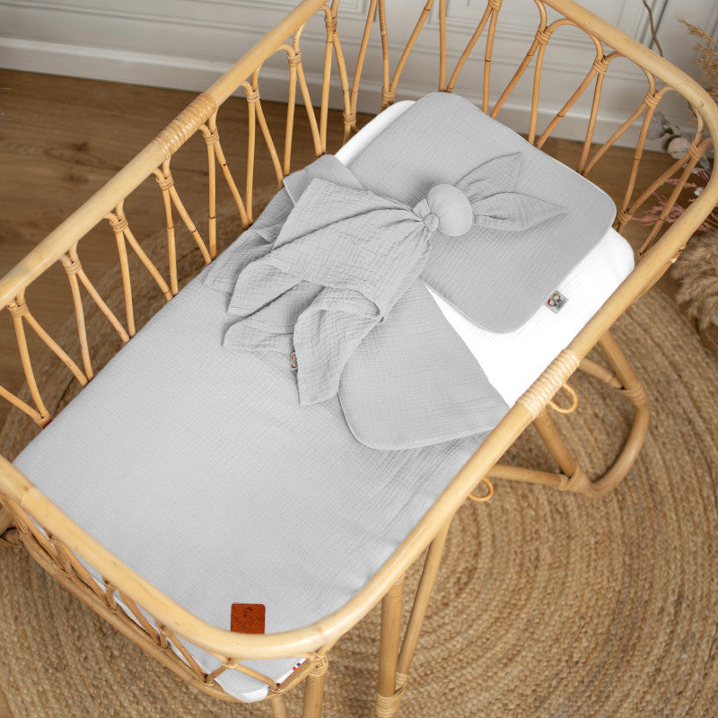 Set berceau, couverture et coussin en gaze de coton, Jeanne