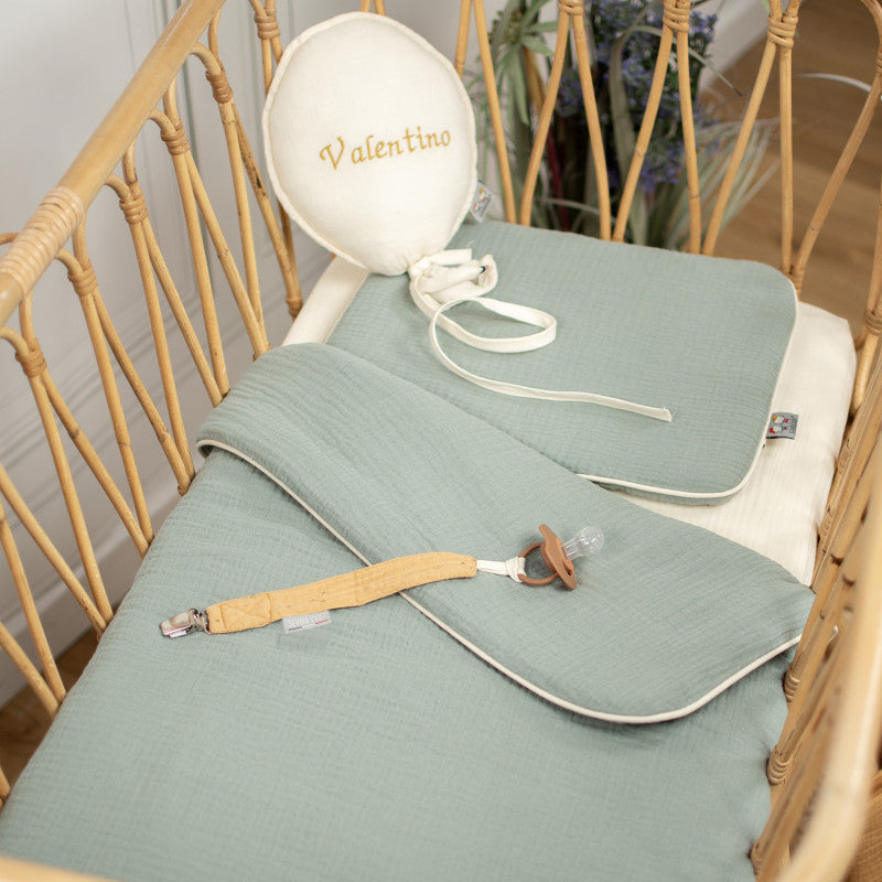 Set berceau, couverture et coussin en gaze de coton, Jeanne