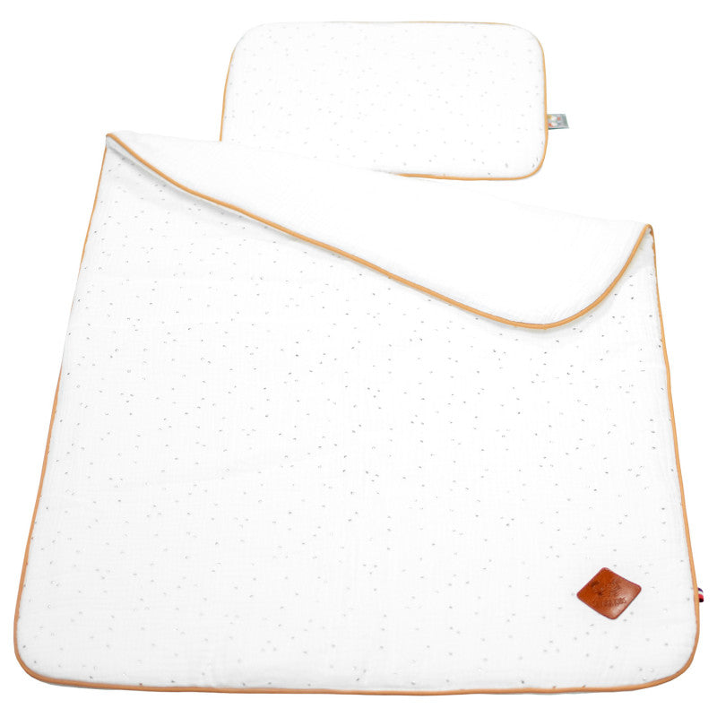 Set berceau, couverture et coussin en gaze de coton, Jeanne