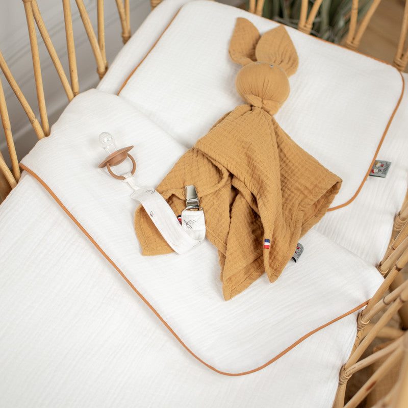 Set berceau, couverture et coussin en gaze de coton, Jeanne