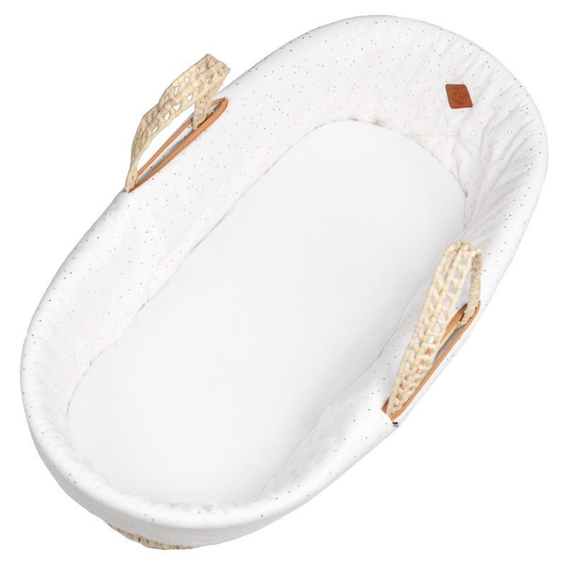 Habillage de couffin en gaze de coton, Pois Dorés