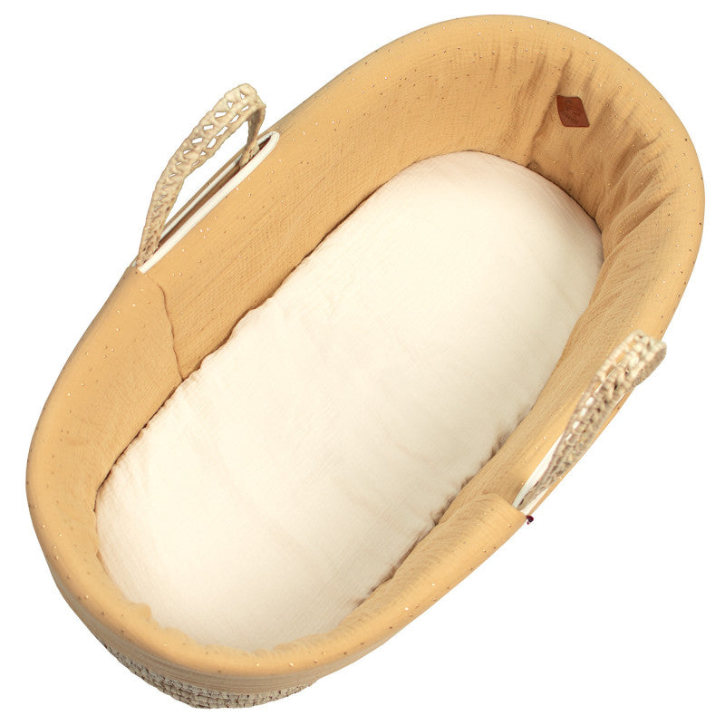 Habillage de couffin en gaze de coton, Pois Dorés