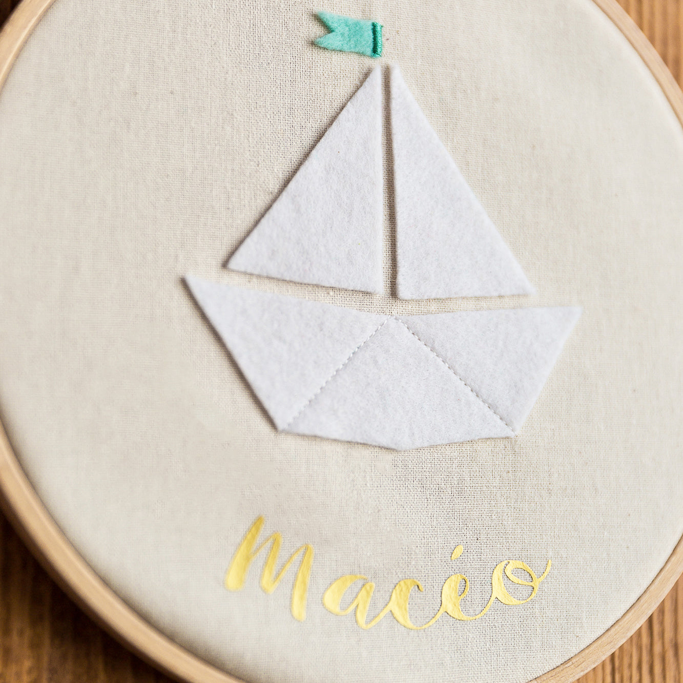 Cadre rond tambour mural personnalisé - Voilier Bleu