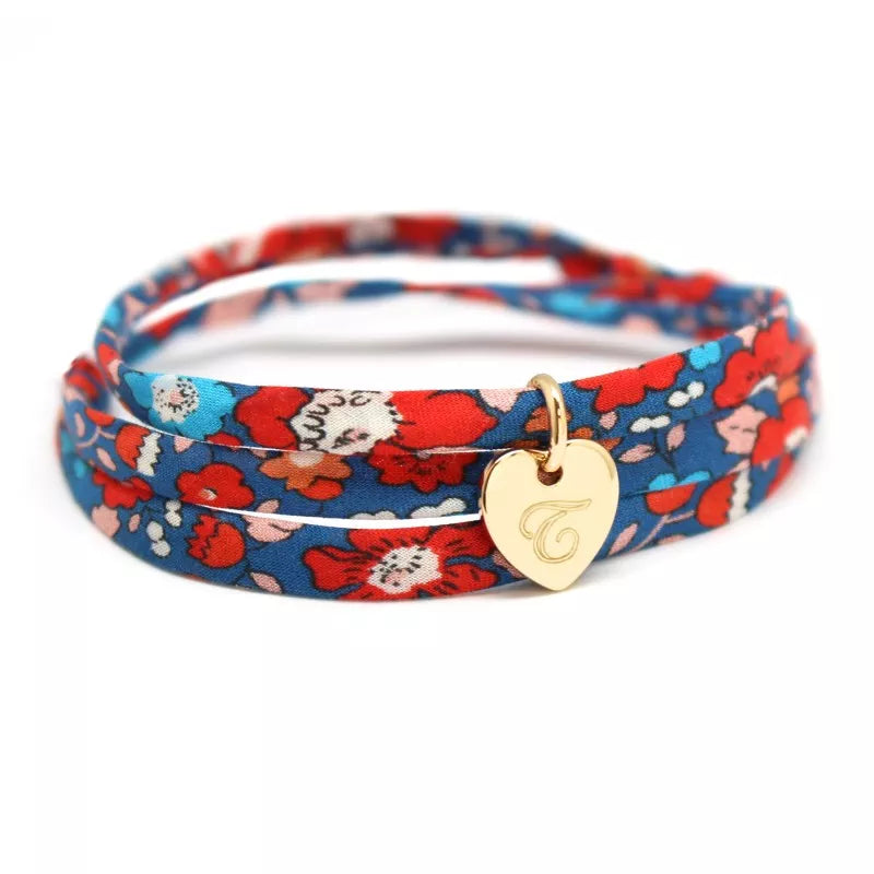 Bracelet personnalisé cordon liberty - minis charms - Plaqué Or