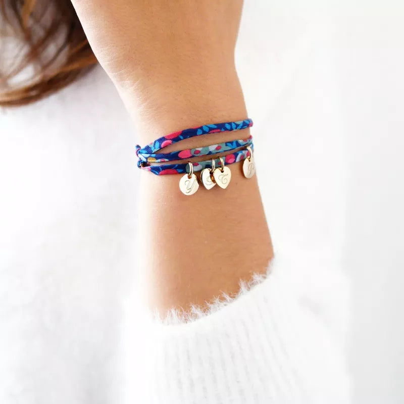 Bracelet personnalisé cordon liberty - minis charms - Plaqué Or