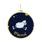 Custom round drum wall frame - Night Sheep design