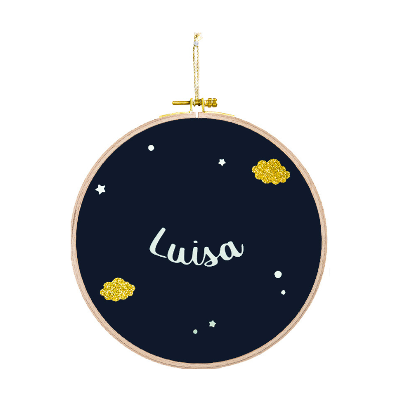 Bastidor redondo de pared personalizado - Modelo Noche Estrellada Fosforescente