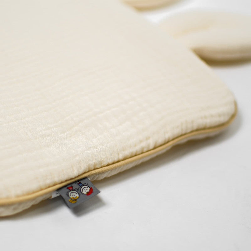 Oreiller plat lapin en gaze de coton, Jeanne