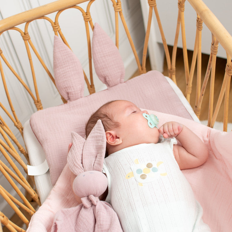 Oreiller plat lapin en gaze de coton, Jeanne