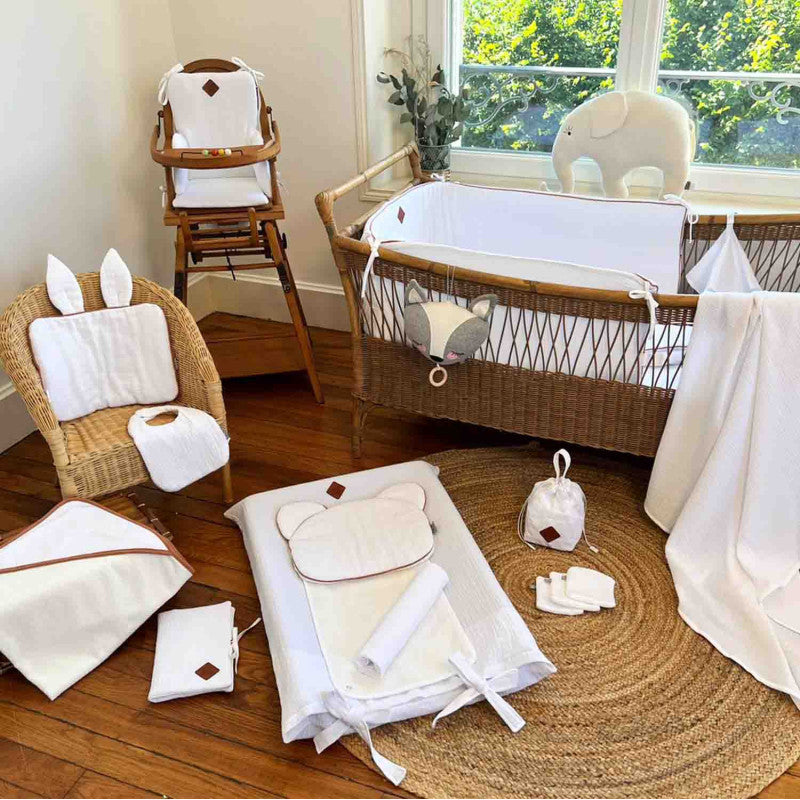 Oreiller plat lapin en gaze de coton, Jeanne