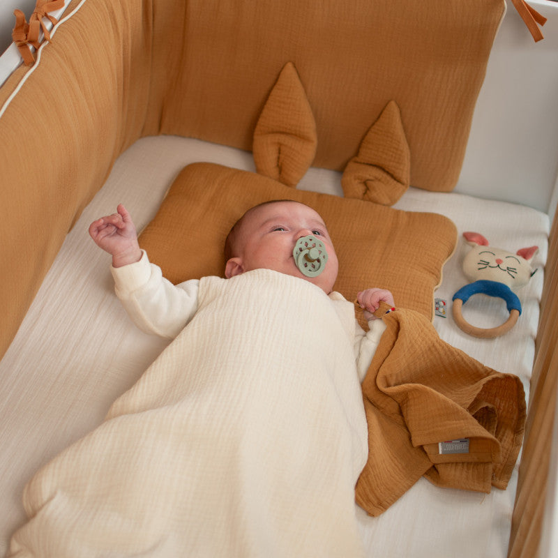 Oreiller plat lapin en gaze de coton, Jeanne